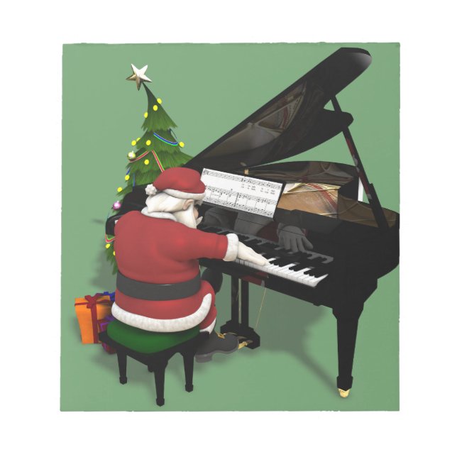 Santa Claus Playing Piano Notepad (Front)