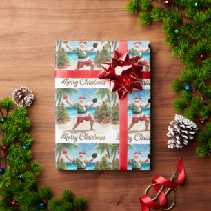 Santa Claus playing ping pong in a Hawaiian shirt Wrapping Paper