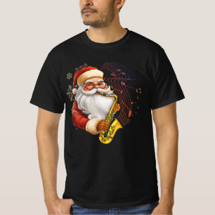 Santa Claus Playing Saxophone Musical Musician Chr T-Shirt