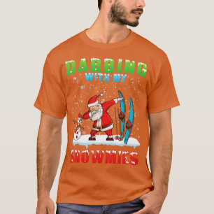Santa Claus Playing Skiing Dabbing With Snowmies M T-Shirt