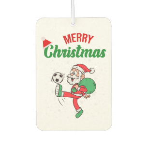 Santa Claus Playing Soccer Funny Christmas Car Air Freshener