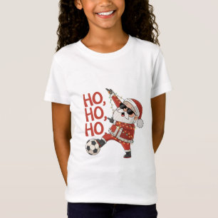 Santa Claus playing soccer with Christmas lights T-Shirt