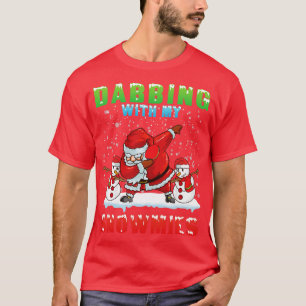Santa Claus Playing Table Tennis Dabbing With Snow T-Shirt