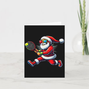 Santa Claus Playing Tennis Game Tennis Racket Chri Card