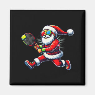 Santa Claus Playing Tennis Game Tennis Racket Chri Magnet