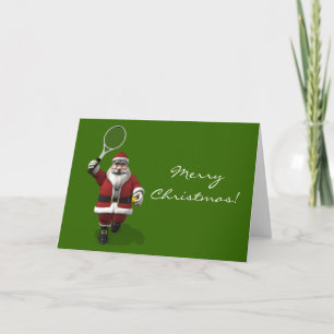 Santa Claus Playing Tennis Holiday Card