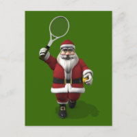 Santa Claus Playing Tennis