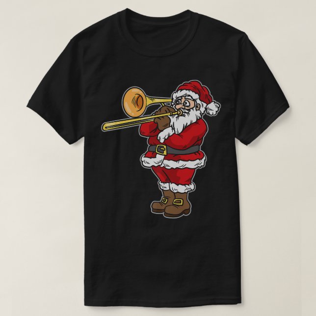 Santa Claus playing Trombone for Christmas Premium T-Shirt (Design Front)