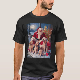 Santa Claus Playing With Pack of Poodles Dog Owner T-Shirt