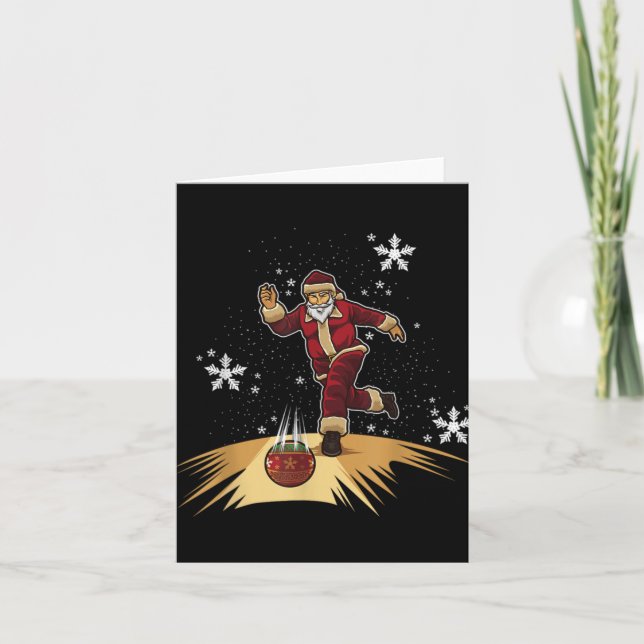 Santa Claus Plays Bowling Xmas Gift For Your Bow  Card (Front)