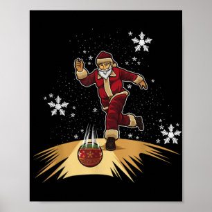 Santa Claus Plays Bowling Xmas Gift For Your Bow Poster