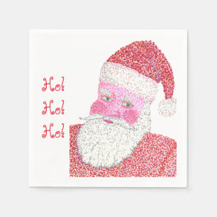Santa Claus Pointillism Christmas Paper Napkins