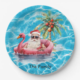  SANTA Claus pool party  Christmas in July  Paper Plate