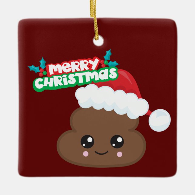 Santa Claus Poop Emoji Christmas Ornament (Front)
