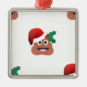 santa claus poop emoji metal tree decoration