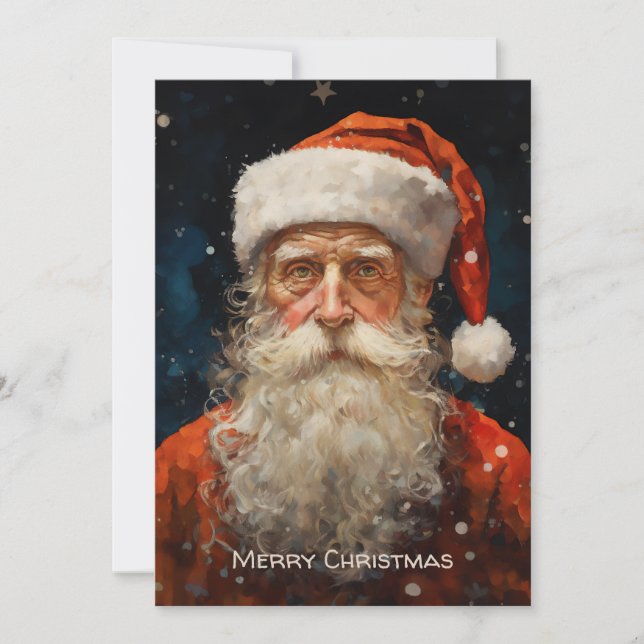 Santa Claus Portrait Van Gogh Style Holiday Card (Front)