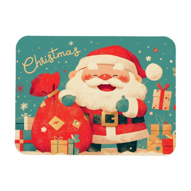 Santa Claus Preparing Christmas Gifts Magnet (Horizontal)