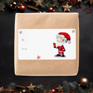 Santa Claus Present Christmas Gift Sticker Label
