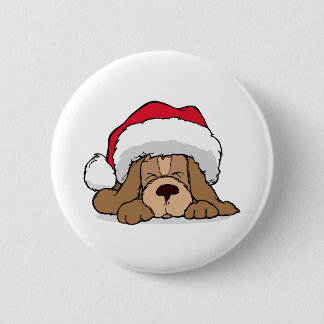 Santa Claus Puppy 6 Cm Round Badge