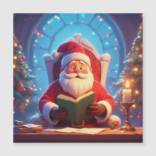 Santa Claus Reading a Book by Candlelight