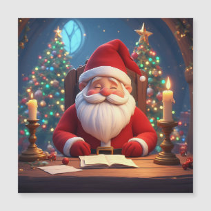 Santa Claus Reading a Book by Candlelight