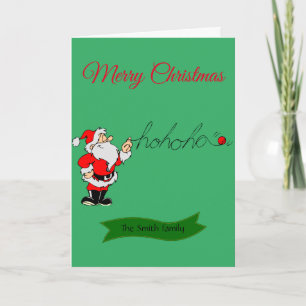 Santa Claus red and green colour Holiday Card