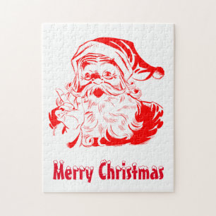Santa Claus Red and White Christmas Jigsaw Puzzle