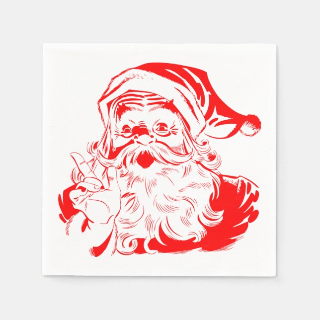 Santa Claus Red and White Christmas Napkin (Front)