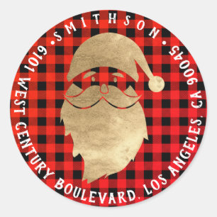 Santa Claus Red Gold Christmas Return RSVP Buffalo Classic Round Sticker