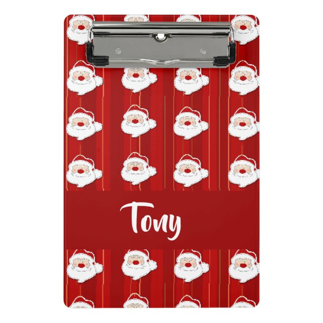 Santa Claus red pattern Mini Clipboard (Front)
