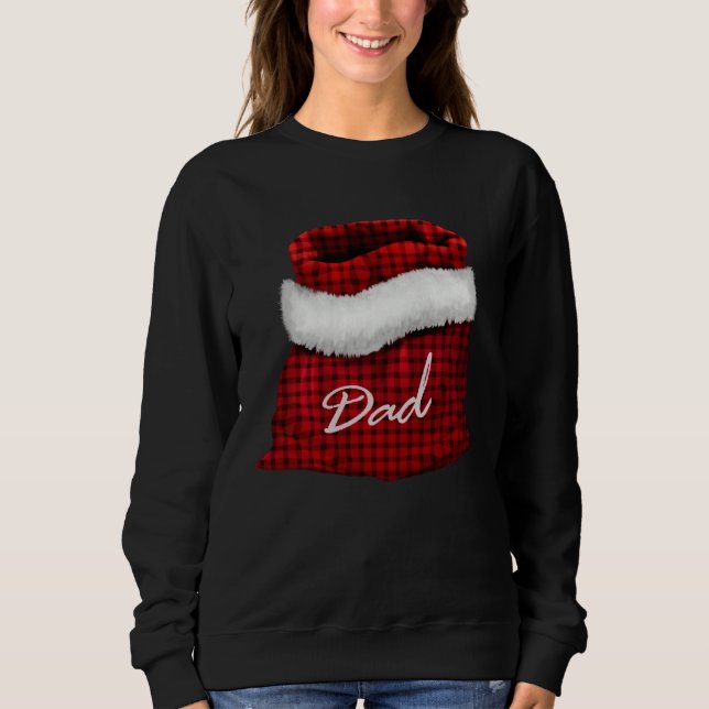 Santa Claus' Red Sack Dad Buffalo Plaid Sweatshirt (Front)