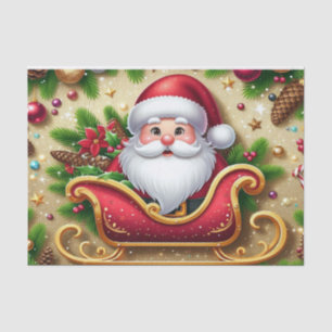 Santa Claus Red Sleigh Christmas Gift Wrapping Tissue Paper