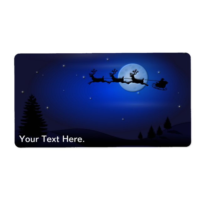 Santa Claus Reindeer and Sleigh over Moon (Front)