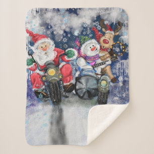 Santa Claus Reindeer and Snowman Baby Blanket