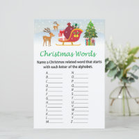 Santa claus reindeer christmas alphabet words game