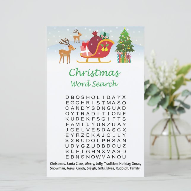 Santa claus reindeer christmas word search game (Standing Front)