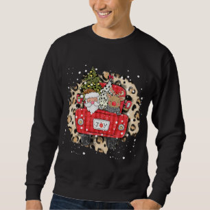 Santa Claus Reindeer Red Truck Christmas Snow Leop Sweatshirt