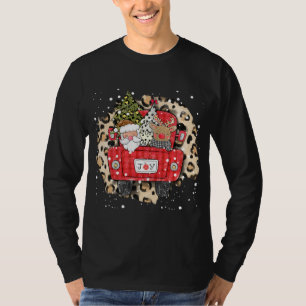 Santa Claus Reindeer Red Truck Christmas Snow Leop T-Shirt