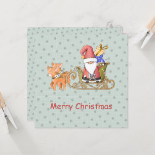 Santa Claus Reindeer Sleigh Custom Christmas Card