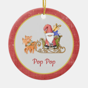 Santa Claus Reindeer Sleigh Year Name Ceramic Tree Decoration