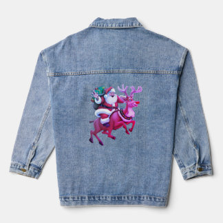 Santa Claus Reindeer Women's Denim Jacket