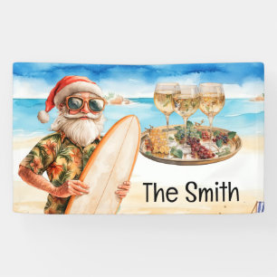Santa Claus relax at the beach Christmas in July  Banner