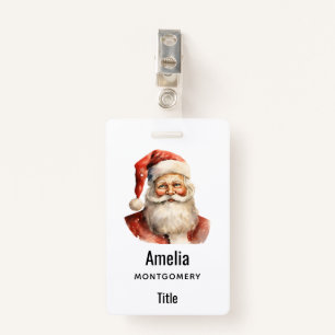 Santa Claus Retro Christmas ID Badge