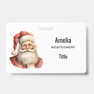 Santa Claus Retro Christmas ID Badge