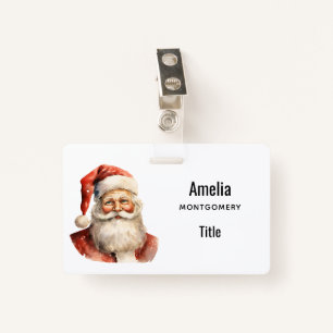 Santa Claus Retro Christmas ID Badge