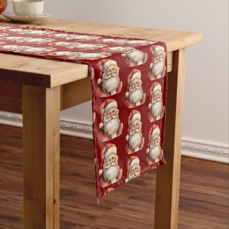 Santa Claus Retro Christmas Pattern Medium Table Runner