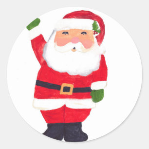 Santa Claus retro vintage jolly funny Christmas Classic Round Sticker