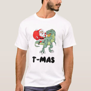 Santa Claus Ride On A Mas Dinosaur On Christmas Ni T-Shirt