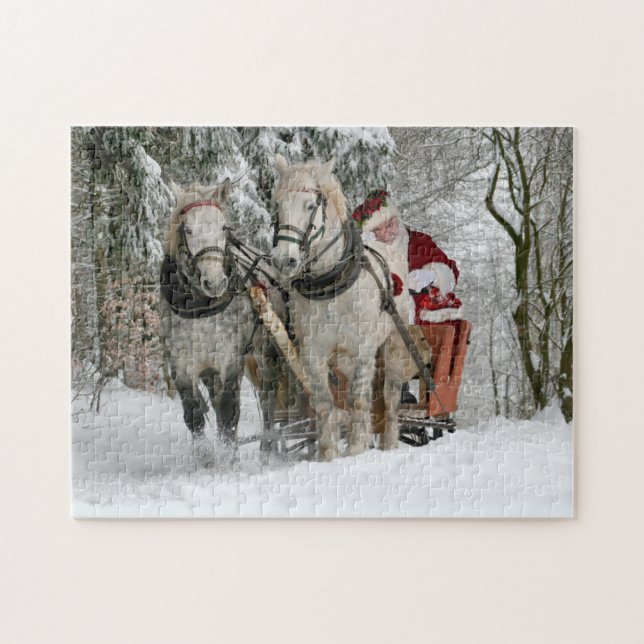 Santa Claus rides in a Horse sleigh Jigsaw Puzzle (Horizontal)