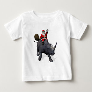 Santa Claus Rides Rhino Rhinoceros Baby T-Shirt
